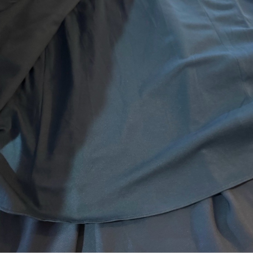 After Six - Deep Teal Atlantic Blue Off the Shoulder Crepe Gown Maxi Dress - Picture 13 of 15
